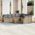 10-Delige Loungeset Met Kussens Poly Rattan Gemengd Beige