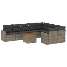 10-Delige Loungeset Met Kussens Poly Rattan Grijs