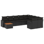 10-Delige Loungeset Met Kussens Poly Rattan Zwart