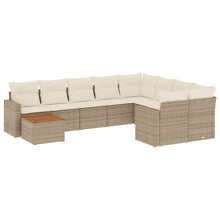 10-Delige Loungeset Met Kussens Poly Rattan Beige