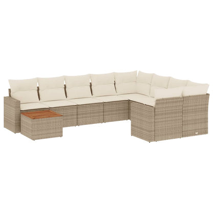 10-Delige Loungeset Met Kussens Poly Rattan Beige
