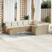 Loungeset 10-delig poly rattan beige