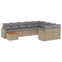 10-Delige Loungeset Met Kussens Poly Rattan Gemengd Beige