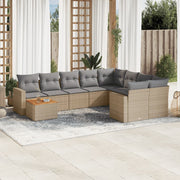 Loungeset 10-delig poly rattan gemengd beige