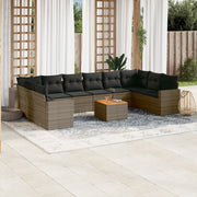 Loungeset 11-delig poly rattan grijs