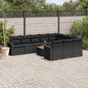 Loungeset 11-delig poly rattan zwart