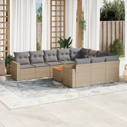 Loungeset 11-delig poly rattan gemengd beige