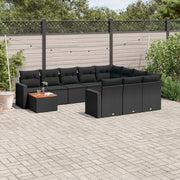 Loungeset 11-delig poly rattan zwart