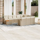 11-Delige Tuinset Met Kussens Poly Rattan Beige