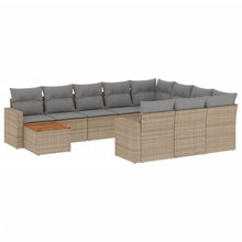 11-Delige Loungeset Met Kussens Poly Rattan Gemengd Beige