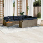 11-piece Loungeset with cushions poly rattan grey