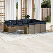 Loungeset 11-delig poly rattan grijs