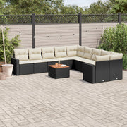 Loungeset 11-delig poly rattan zwart