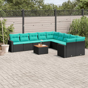 Loungeset 11-delig poly rattan zwart