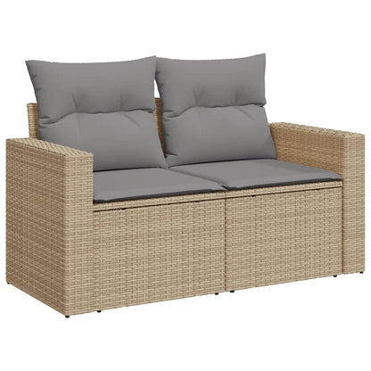 11-Delige Loungeset Met Kussens Poly Rattan Gemengd Beige