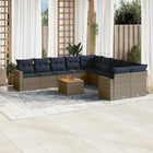 11-piece Loungeset with cushions poly rattan grey