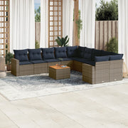 Loungeset 11-delig poly rattan grijs