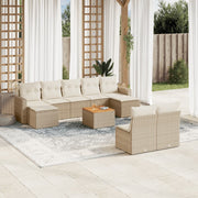 Loungeset 10-delig poly rattan beige