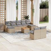 Loungeset 10-delig poly rattan gemengd beige