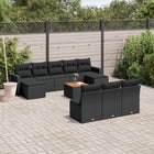 11-Delige Loungeset Met Kussens Poly Rattan Zwart