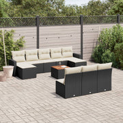 Loungeset 11-delig poly rattan zwart