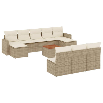 11-Delige Tuinset Met Kussens Poly Rattan Beige