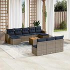 11-piece garden lounge set with cushions, grey poly rattan