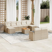 Loungeset 10-delig poly rattan beige