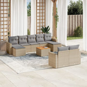 Loungeset 10-delig poly rattan gemengd beige