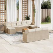 Tuinset 11-delig poly rattan beige
