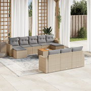 Loungeset 11-delig poly rattan gemengd beige