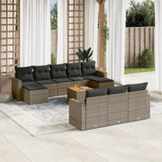 Loungeset 11-delig poly rattan grijs