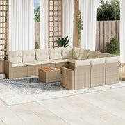 Loungeset 12-delig poly rattan beige
