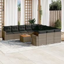12-Delige Loungeset Met Kussens Poly Rattan Grijs