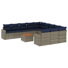 12-delige Loungeset met kussens poly rattan grijs