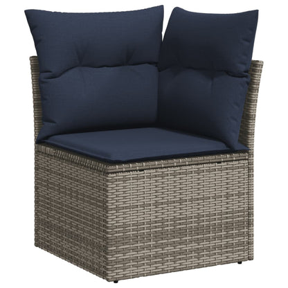 12-delige Loungeset met kussens poly rattan grijs