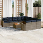 Loungeset 12-delig poly rattan grijs