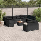 13-Delige Loungeset Met Kussens Poly Rattan Zwart