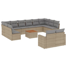 13-Delige Loungeset Met Kussens Poly Rattan Gemengd Beige