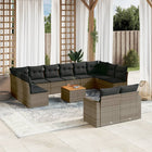 13-piece Lounge Set with Cushions Poly Rattan Grey