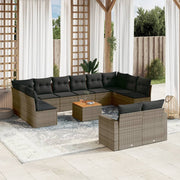 Loungeset 13-delig poly rattan grijs