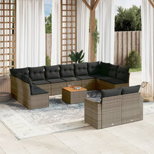 13-Delige Loungeset Met Kussens Poly Rattan Grijs