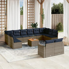Loungeset 13-delig poly rattan grijs acaciahout