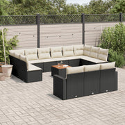 Loungeset 14-delig poly rattan zwart