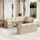 14-piece Lounge Set with Cushions Poly Rattan Beige