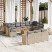 14-Delige Loungeset Met Kussens Poly Rattan Gemengd Beige