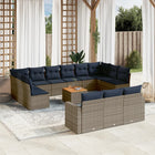 Loungeset 14-delig poly rattan grijs