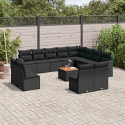 Loungeset poly rattan 13-delig zwart