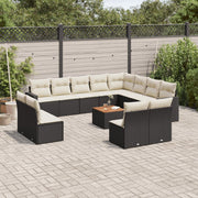 Loungeset 13-delig poly rattan zwart
