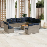 Loungeset poly rattan 13-delig grijs